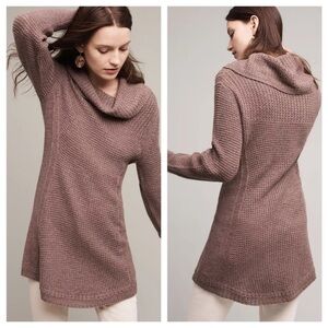 Anthropologie Angel of the North Rosie Cowlneck Pullover Brown Knit M Medium